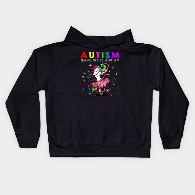 Unicorn Autism Mom Dancing To A Different Beat Kids Hoodie by tomhilljohnez